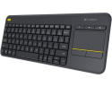 Logitech K400 Plus Wireless Touch Klawiatura, Wireless, Klawiatura layout QWERTY, USB port, Black, Dutch, 380 g