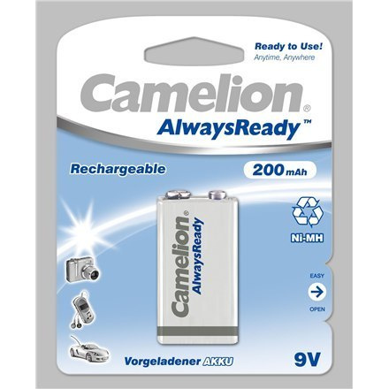 Akumulator Camelion 9V/6HR61, 200 mAh, AlwaysReady Rechargeable Batteries Ni-MH, 1 pc(s)