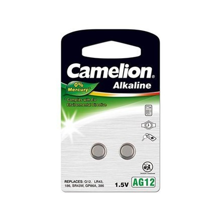 Baterie Camelion AG12/LR43/LR1142/386, Alkaline Buttoncell, 2 pc(s)