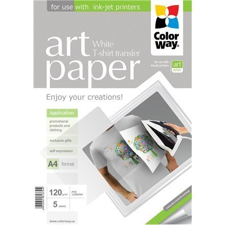 ColorWay ART Photo Paper T-shirt transfer (Biały), 5 sheets, A4, 120 g/m²