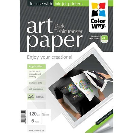 ColorWay ART T-shirt transfer (dark) Photo Paper, 5 sheets, A4, 120 g/m²