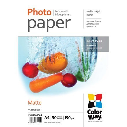 ColorWay Matte Photo Paper, 50 sheets, A4, 190 g/m²