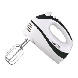 Hand Mixer Adler AD 4205 b Biały, Black, Hand Mixer, 300 W, Number of speeds 5, Shaft material Stainless steel,