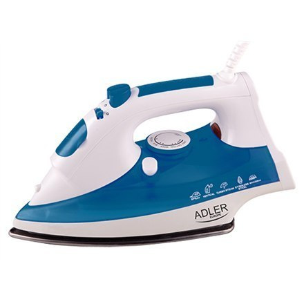 Iron Adler AD 5022 Biały/Blue, 2200 W, With cord, Anti-scale system, Vertical steam function