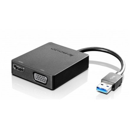 Lenovo Universal USB 3.0 to VGA/HDMI Black, Adapter