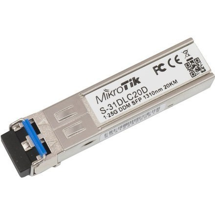 MikroTik S-31DLC20D 1.25G SFP transceiver with a 1310nm Dual LC connector, SM 20000 m