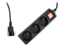 EnerGenie EG-PSU3F-01 UPS power strip, 3 FR sockets, 10 A, C14 plug, 0.6 m cable, black EnerGenie 0.6 m