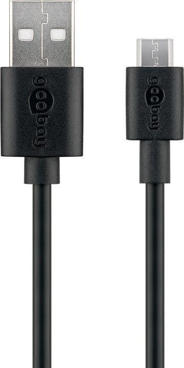 Goobay Micro USB charging and sync cable 46800 Black, USB 2.0 micro male (type B), USB 2.0 male (type A)