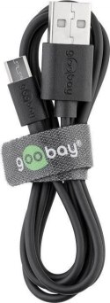 Goobay Micro USB charging and sync cable 46800 Black, USB 2.0 micro male (type B), USB 2.0 male (type A)