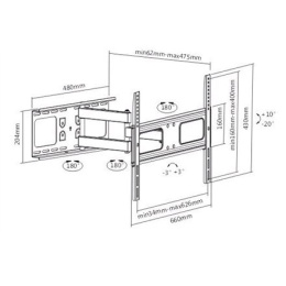 Sunne 37-63-EA2 TV Bracket, VESA 200 x 200,300 x 300,400 x 200,400 x 400,600 x 400 mm, Black, Maximum weight (capacity) 50 kg