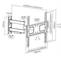 Sunne Wall, 50, VESA 200 x 200, 400 x 200, 300 x 300, 400 x 400 mm, Black