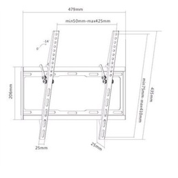 Sunne Wall, Tilt, VESA 200 x 200, 400 x 200, 300 x 300, 400 x 400 mm, Black