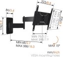 Vogels Wall mount, MA2040-A1, Full motion, 19-40 ", Maximum weight (capacity) 15 kg VESA 75x75 100x100 100x200 200x100 200x200mm