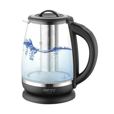 Camry Kettle CR 1290 Standard, 2200 W, 2 L, Plastic/glass, Black/Transparent, 360° rotational base