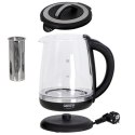 Camry Kettle CR 1290 Standard, 2200 W, 2 L, Plastic/glass, Black/Transparent, 360° rotational base