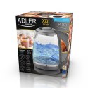 Adler Kettle AD 1286 Standard, 2200 W, 2 L, Plastic/ glass, Grey/ transparent, 360° rotational base