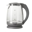 Adler Kettle AD 1286 Standard, 2200 W, 2 L, Plastic/ glass, Grey/ transparent, 360° rotational base