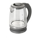 Adler Kettle AD 1286 Standard, 2200 W, 2 L, Plastic/ glass, Grey/ transparent, 360° rotational base