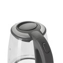 Adler Kettle AD 1286 Standard, 2200 W, 2 L, Plastic/ glass, Grey/ transparent, 360° rotational base