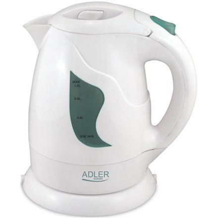 Adler AD 08 Standard czajnik, Plastic, Biały, 850 W, 1 L, 360° rotational base