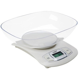 Adler AD 3137 Kitchen scales, Capacity 5 kg , Graduation 1g, Big LCD Display, Auto-zero/Auto-off, Large bowl, Biały Adler Adler