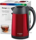 Czajnik Elektryczny Bosch Kettle DesignLine TWK3P424 Electric, 2400 W, 1.7 L, Stainless steel, 360° rotational base, Red Czajnik Elektryczny Bosch Kettle DesignLine TWK3P424 Electric, 2400 W, 1.7 L, Stainless steel, 360° rotational base, Red