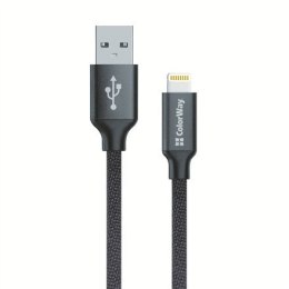 Kabel ColorWay Data Cable Apple Lightning Charging cable, Fast and safe charging; Stable data transmission, Black, 1 m