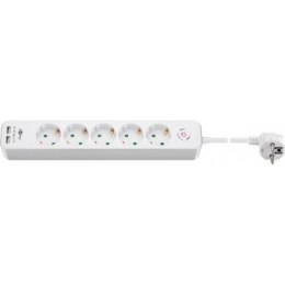 Goobay 5-way power strip with switch and 2 USB ports 1.5 m White