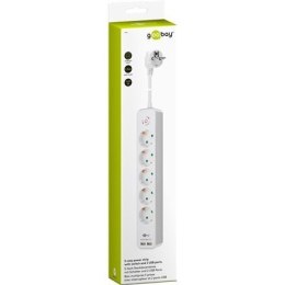 Goobay 5-way power strip with switch and 2 USB ports 1.5 m White