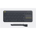 Logitech K400 Plus Wireless Touch Klawiatura, Wireless, Klawiatura layout QWERTY, USB port, Black, Dutch, 380 g