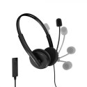 Energy Sistem Headset Office 2+ Black, USB and 3.5 mm plug, volume control, retractable boom mic.