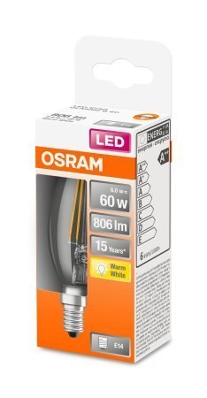 Osram Parathom Retrofit Classic B 60 E14, 6 W, Warm White, 60 W, 6kWh/1000h, 806 lm