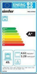 Kuchenka Simfer Cooker 4401SGRBB Hob type Gas, Oven type Gas, White, Width 50 cm, 49 L, Depth 55 cm, A+