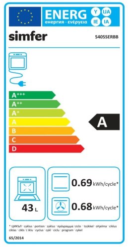 Simfer Cooker 5405SERBB	 Hob type Gas, Oven type Electric, White, Width 50 cm, Electronic ignition, 43 L, Depth 60 cm