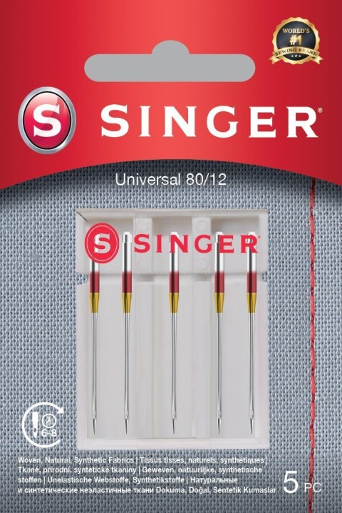 Singer Universal Needle 80/12 5PK for Woven Fabrics