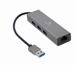 Cablexpert USB AM Gigabit network adapter with 3-port USB 3.0 hub A-AMU3-LAN-01 Black