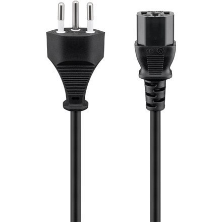 Goobay Power supply cord, Switzerland 93617 2 m, Black, Device socket C13 (IEC connection), Swiss male (type J, SEV 1011)