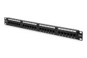 Digitus Patch Panel DN-91524U Black, 48.2 x 4.4 x 10.9 cm, Category: CAT 5e; Ports: 24 x RJ45; Retention strength: 7.7 kg; Inser