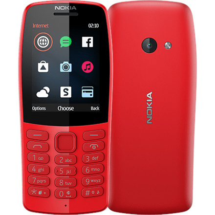 Nokia 210 Red, 2.4 ", TFT, 240 x 320 pixels, 16 MB, Dual SIM, Bluetooth, 3.0, USB version microUSB, Main camera 0.3 MP, 1020 mAh