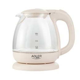 Adler Kettle AD 1283C Electric, 900 W, 1 L, Glass/Stainless steel, 360° rotational base, Cream