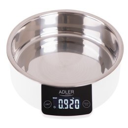 Adler Kitchen scale with a bowl AD 3166 Maximum weight (capacity) 5 kg, Graduation 1 g, Display type LCD, White