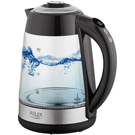 Adler Kettle AD 1285 Electric, 2200 W, 1.7 L, Glass/Stainless steel, 360° rotational base, Grey