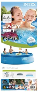 Basen Intex Easy Set Pool Set with Filter Pump, Safety Ladder, Ground Cloth, Cover Blue