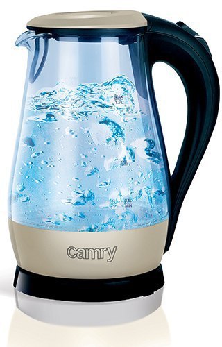 Camry CR 1251 Standard kettle, Glass, Glass/Black, 2000 W, 360° rotational base, 1.7 L