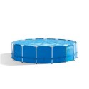 Basen Intex Metal Frame Pool Set with Filter Pump, Safety Ladder, Ground Cloth, Cover Blue, Age 6+, 457x122 cm