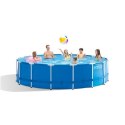 Basen Intex Metal Frame Pool Set with Filter Pump, Safety Ladder, Ground Cloth, Cover Blue, Age 6+, 457x122 cm