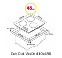 Simfer Hob H4.305.HGSBB Gas on glass, Number of burners/cooking zones 3, Rotary painted inox knobs, White