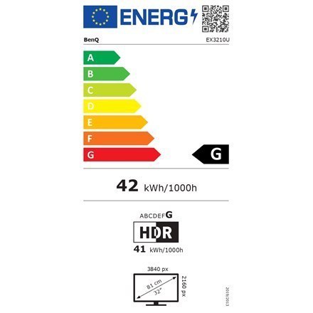 Benq LED Monitor EX3210U 32 ", IPS, UHD, 3840 x 2160, 16:9, 2 ms, 300 cd/m², White, 60 Hz, HDMI ports quantity 2