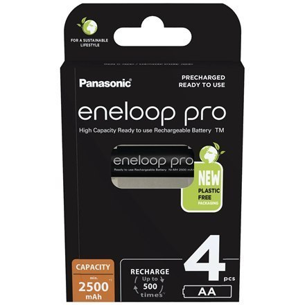 Panasonic Rechargeable Batteries ENELOOP Pro BK-3HCDE/4BE AA, 2500 mAh, 4 pc(s)