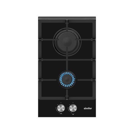 Simfer Hob H3.201.TGRSP Gas on glass, Number of burners/cooking zones 2, Rotary knobs, Black